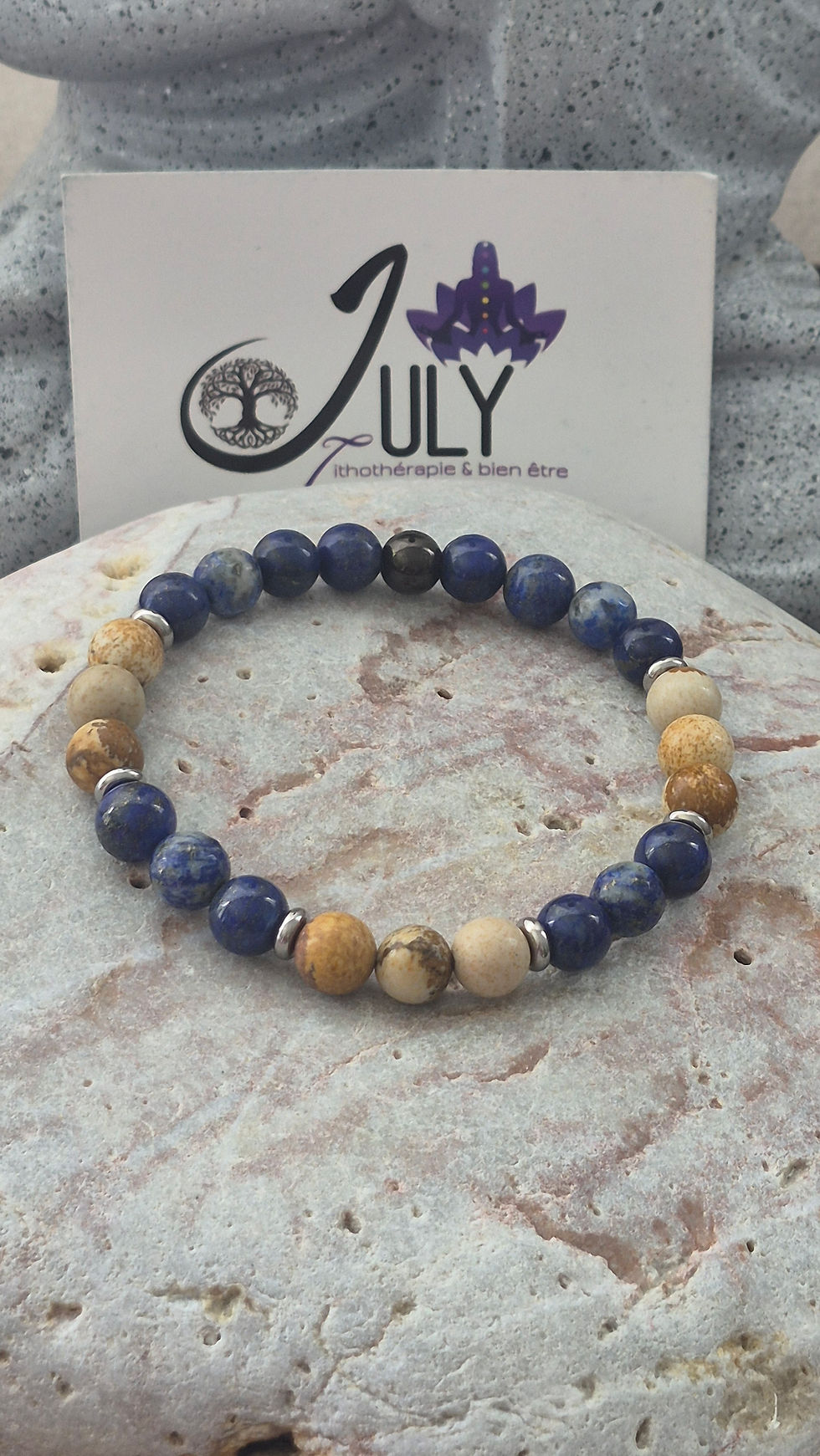 Miniature : N136 / Bracelet Jaspe Paysage et Lapis Lazuli
