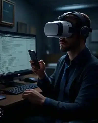 Detetive hacker do bem do WhatsApp com pós-graduação em tecnologia, utilizando equipamentos de monitoramento avançado para investigações corporativas e infidelidade.