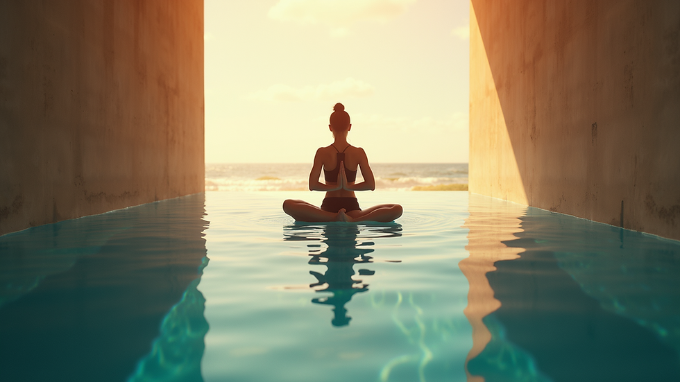 Vue en plongée d'une personne pratiquant le yoga expressif dans un espace lumineux