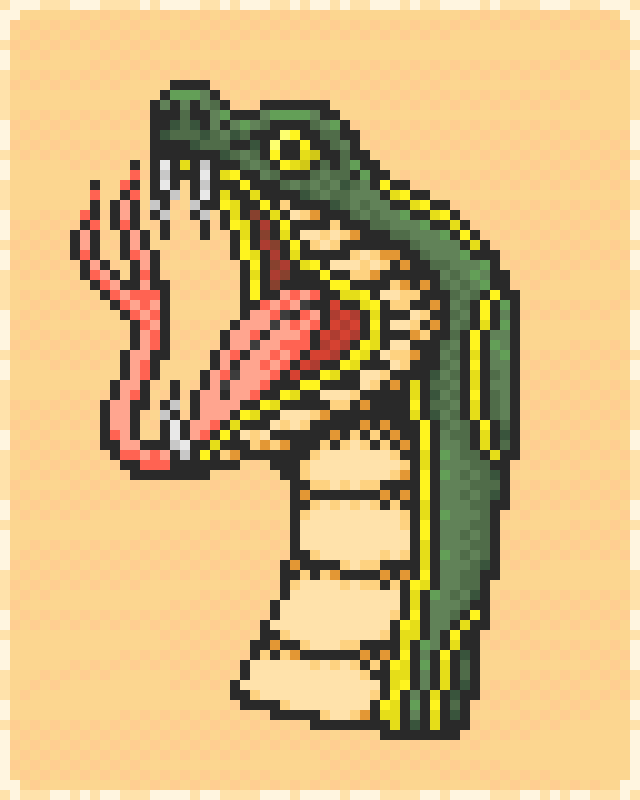 Pixel art tattoo style snake
