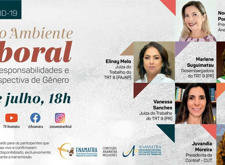 “Covid-19: Meio Ambiente Laboral, Responsabilidades e Perspectiva de Gênero” é tema de evento online