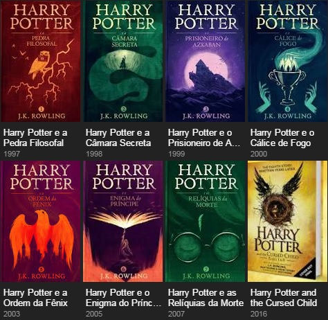 Saga Harry Potter e o livro Harry Potter e a Criança Amaldiçoada.
