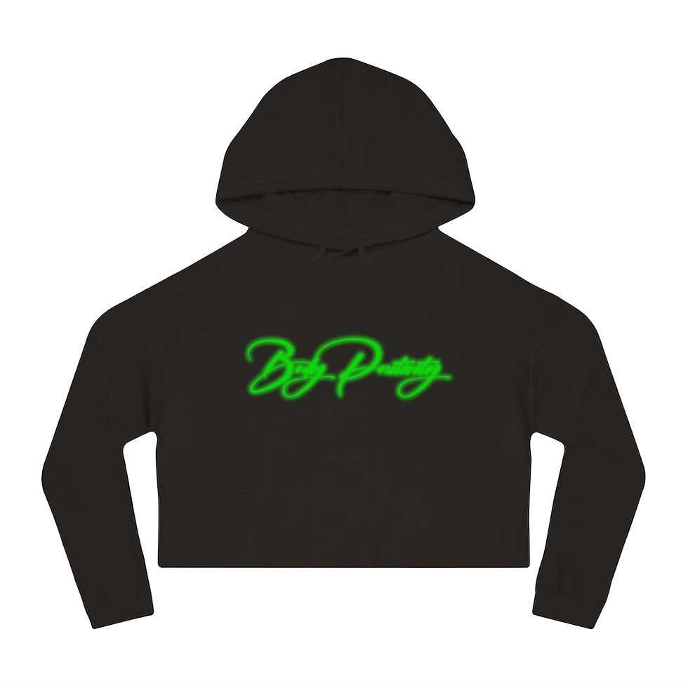 Thumbnail: Lime Green Body Positivity Women’s Cropped Hooded Sweatshirt