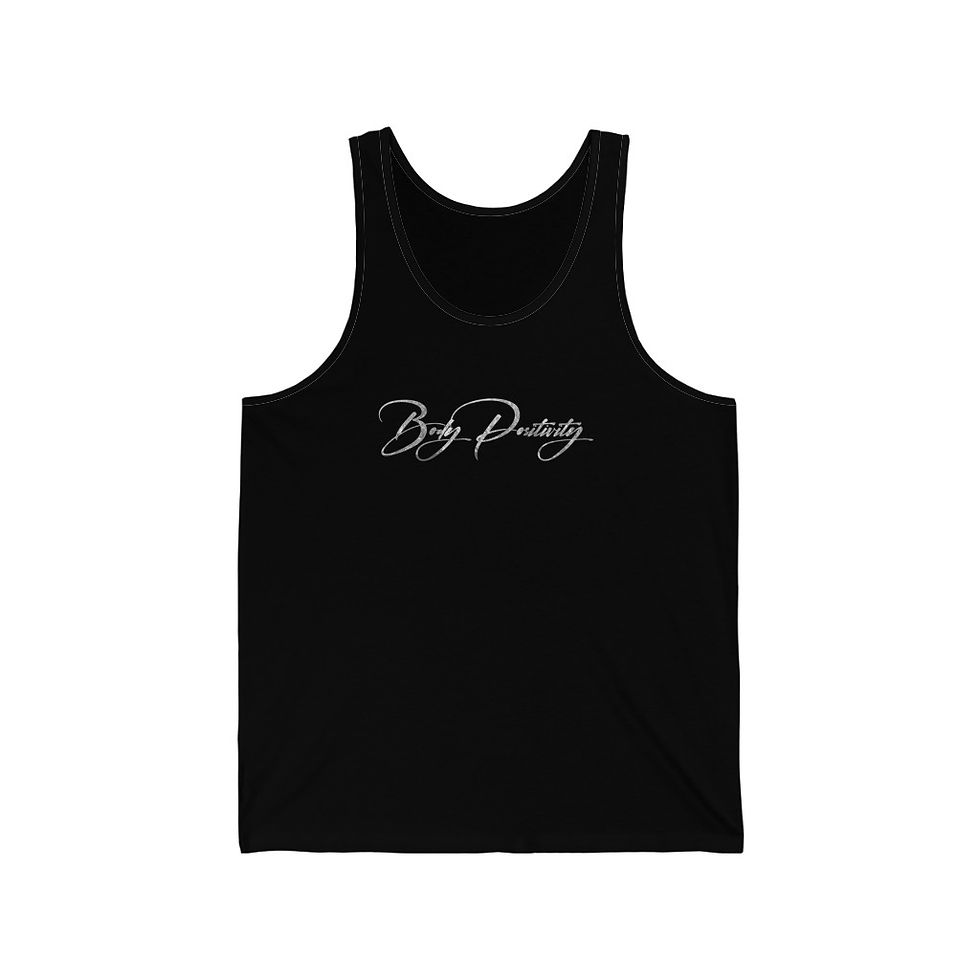 Thumbnail: Silver Metallic Body Positivity Script Unisex Jersey Tank
