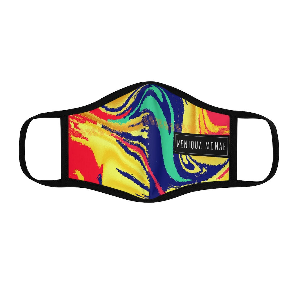 Multi Colored Swirl Pattern Fitted Polyester Face Mask