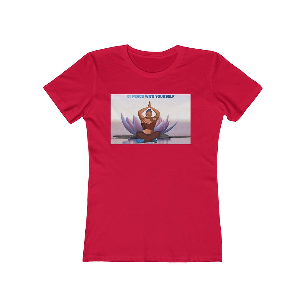 Thumbnail: At Peace With Yourself Lotus Flower Women's The Boyfriend Tee
