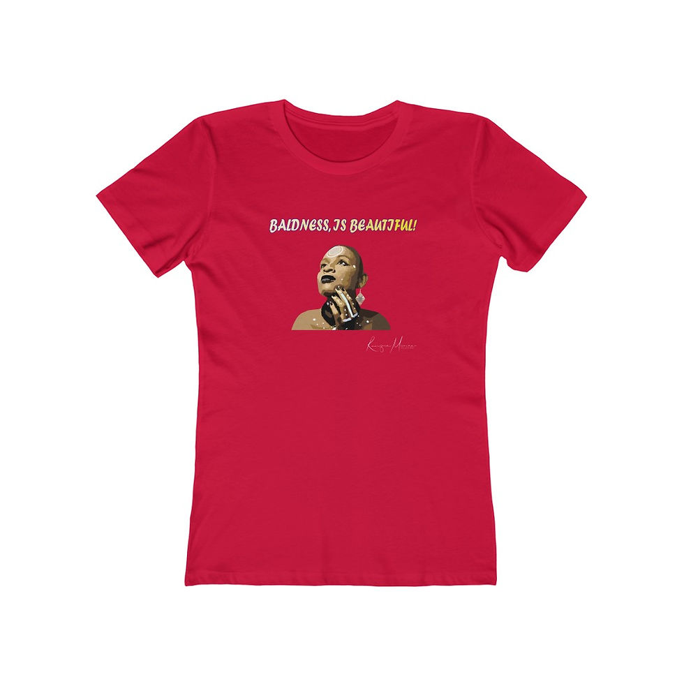 Thumbnail: Bald Is Beautiful Tribal Tattoos Women's  Boyfriend Tee