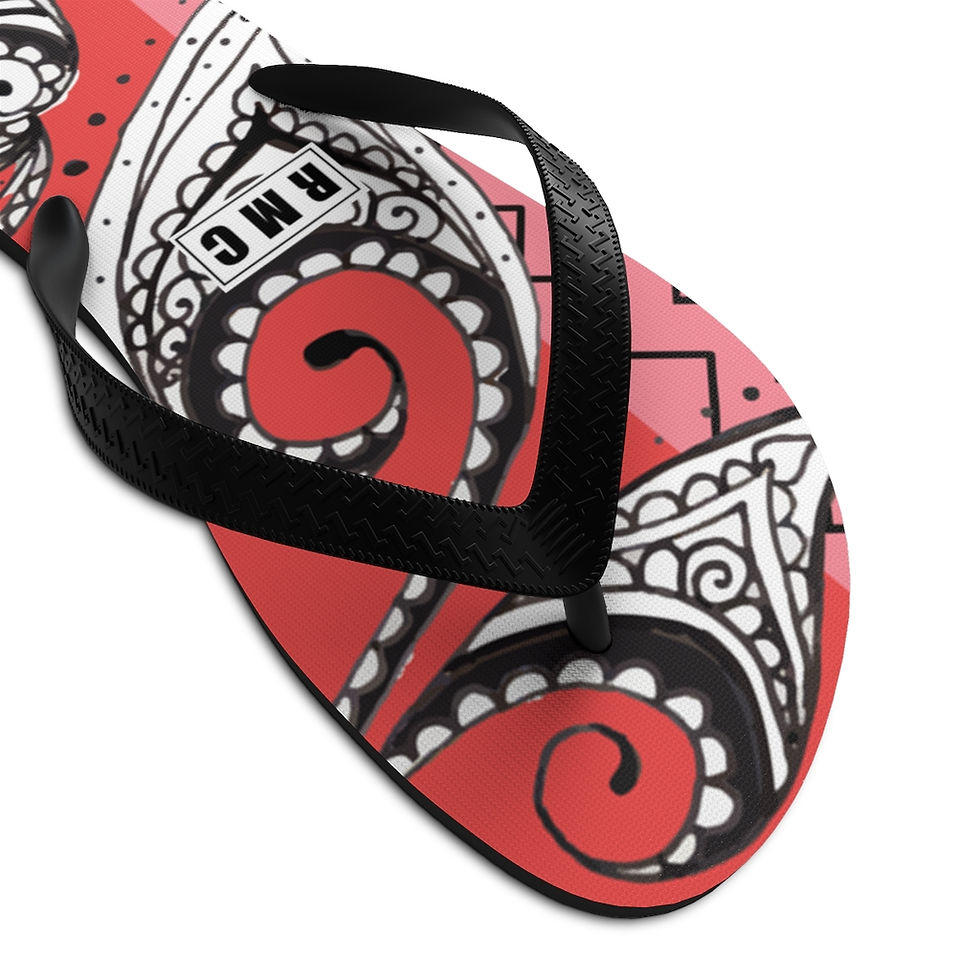 Thumbnail: Red Henna Inspired Unisex Flip-Flops