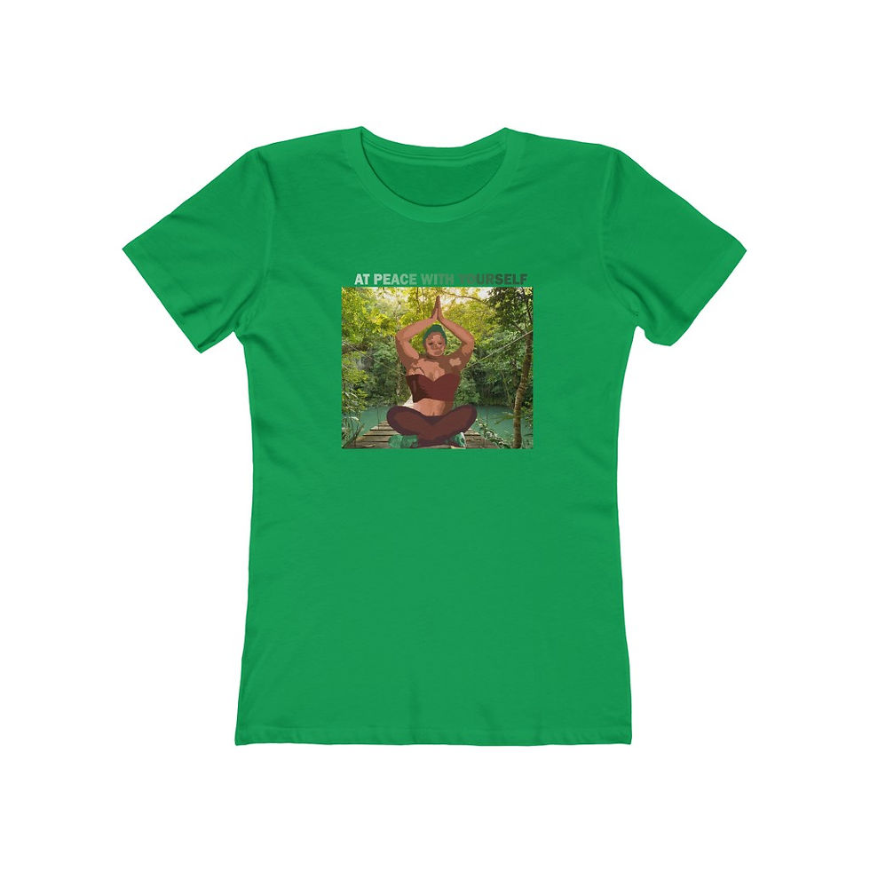 Thumbnail: At Peace With Yourself In Green Jungle Women's The Boyfriend Tee