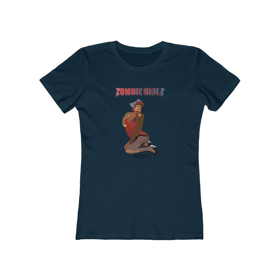 Thumbnail: Zombie Girlz With Bow Women's The Boyfriend Tee