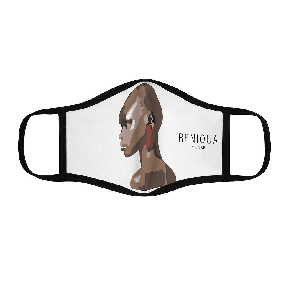 Thumbnail: Black Woman Art In Red Fitted Polyester Face Mask