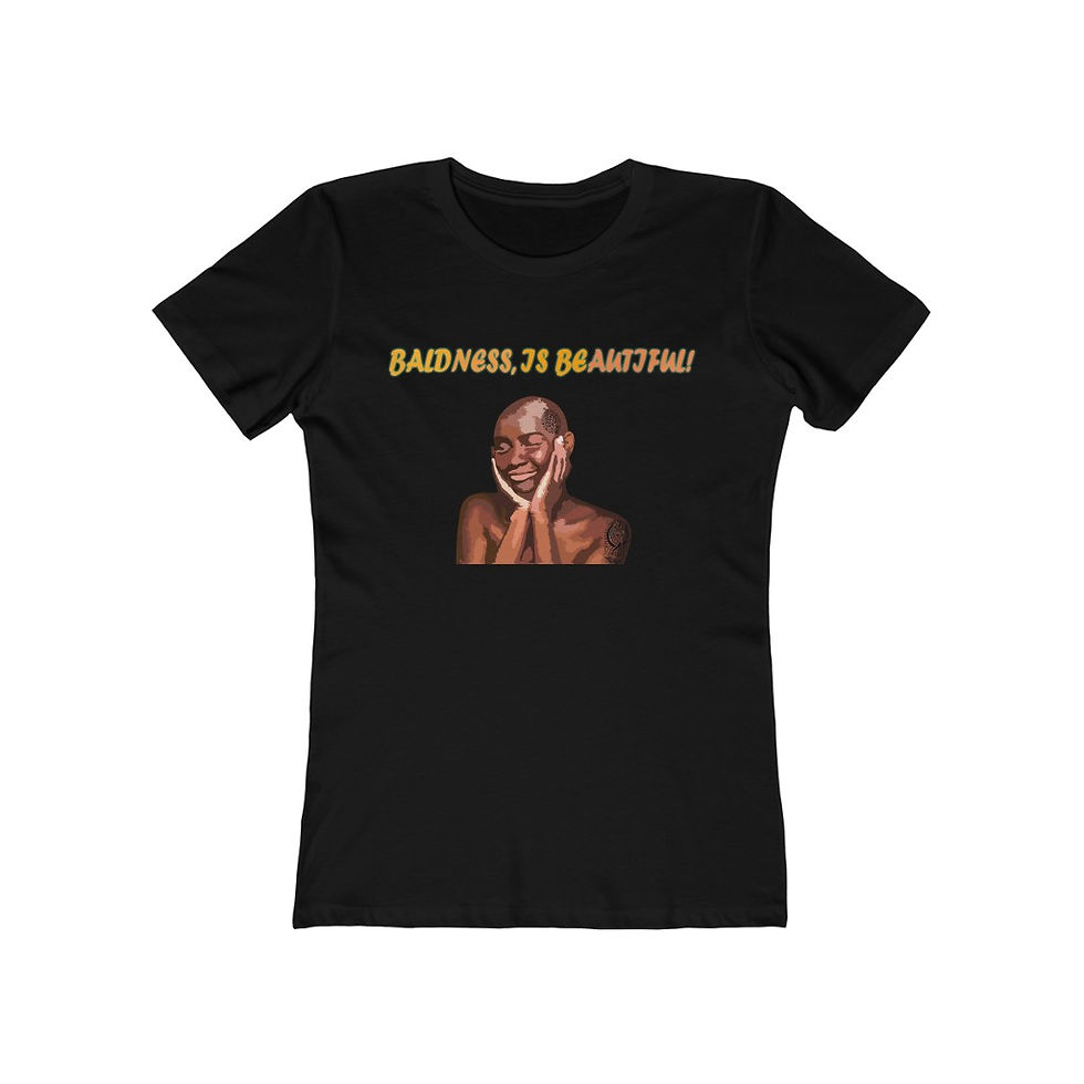Thumbnail: Baldness Is Beautiful Shoulder Tattoo Women's The Boyfriend Tee