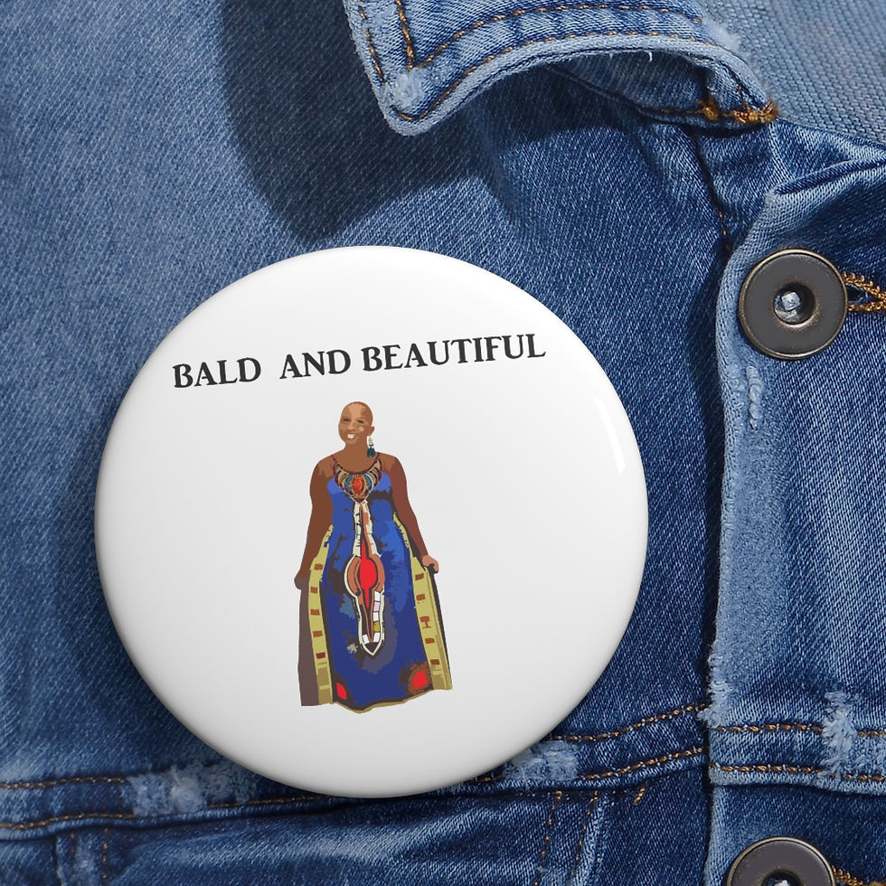 Thumbnail: Bald And Beautiful African Dress Custom Pin Buttons