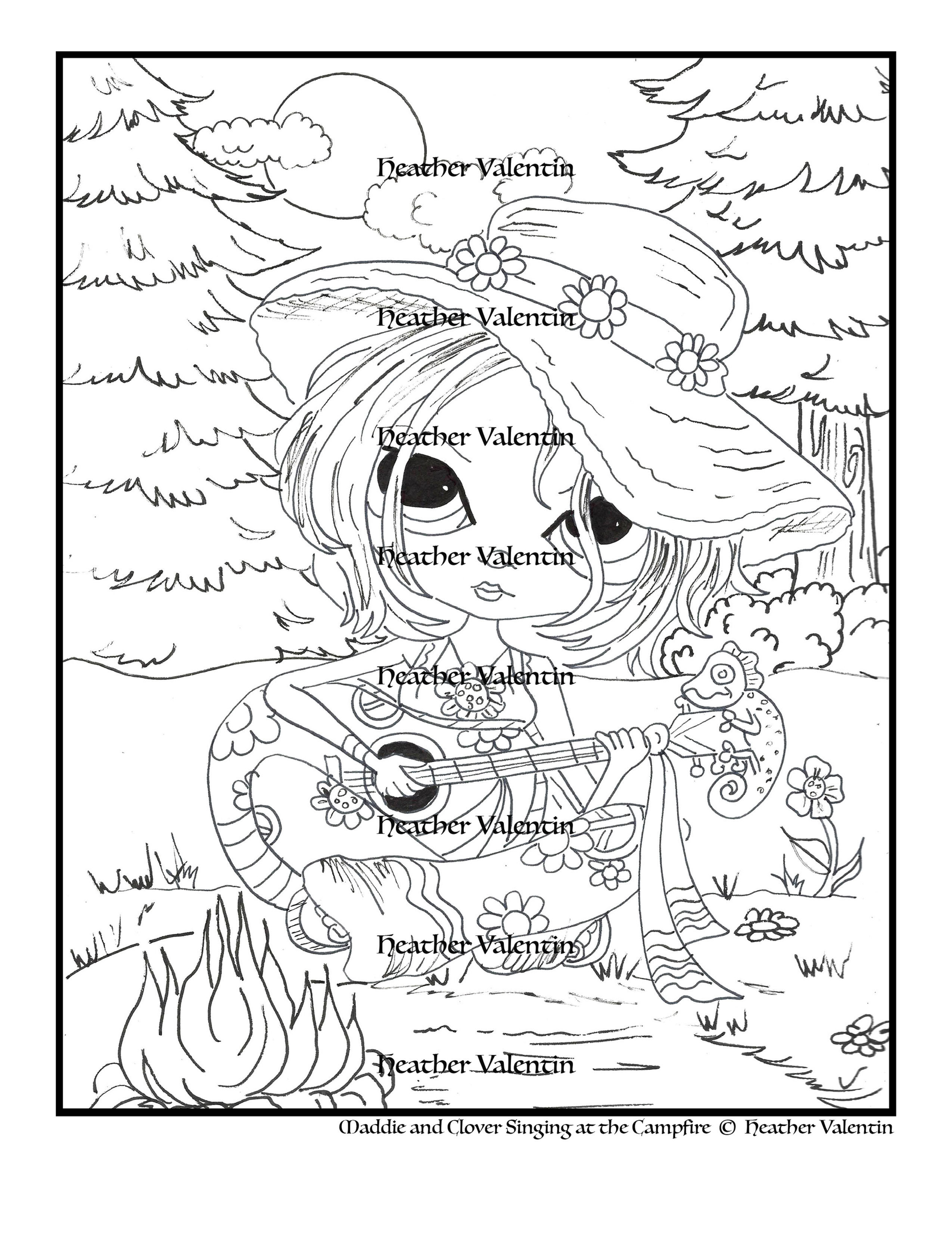 Maddie and Clover Singing at the Campfire