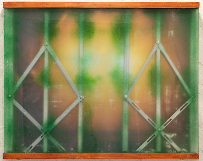 Along the Lines, Photographic print on glass, metal, wood, acrylic panel, I am on an Elevator, Megan Reilly, Photographer, honeypie, artist, photography, art, alternative processing