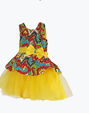 YELLOW ANKARA BALL DRESS