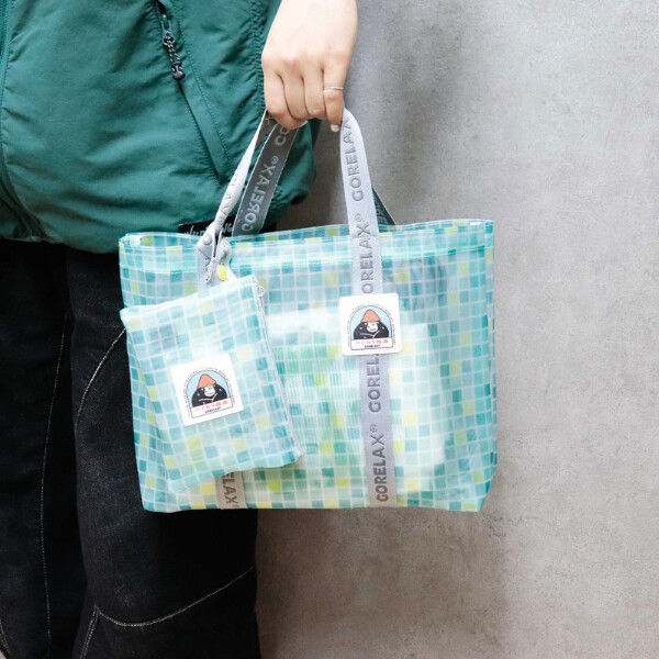 Thumbnail: 附收納小物袋｜日本 GoRelax｜復古澡堂風溫泉袋 桑拿袋 日系茄芷袋(2色)｜提袋由網眼製成透氣性極佳 游泳包外出包