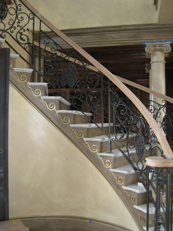 Stairs, Gold Detailing, Wall Glazing