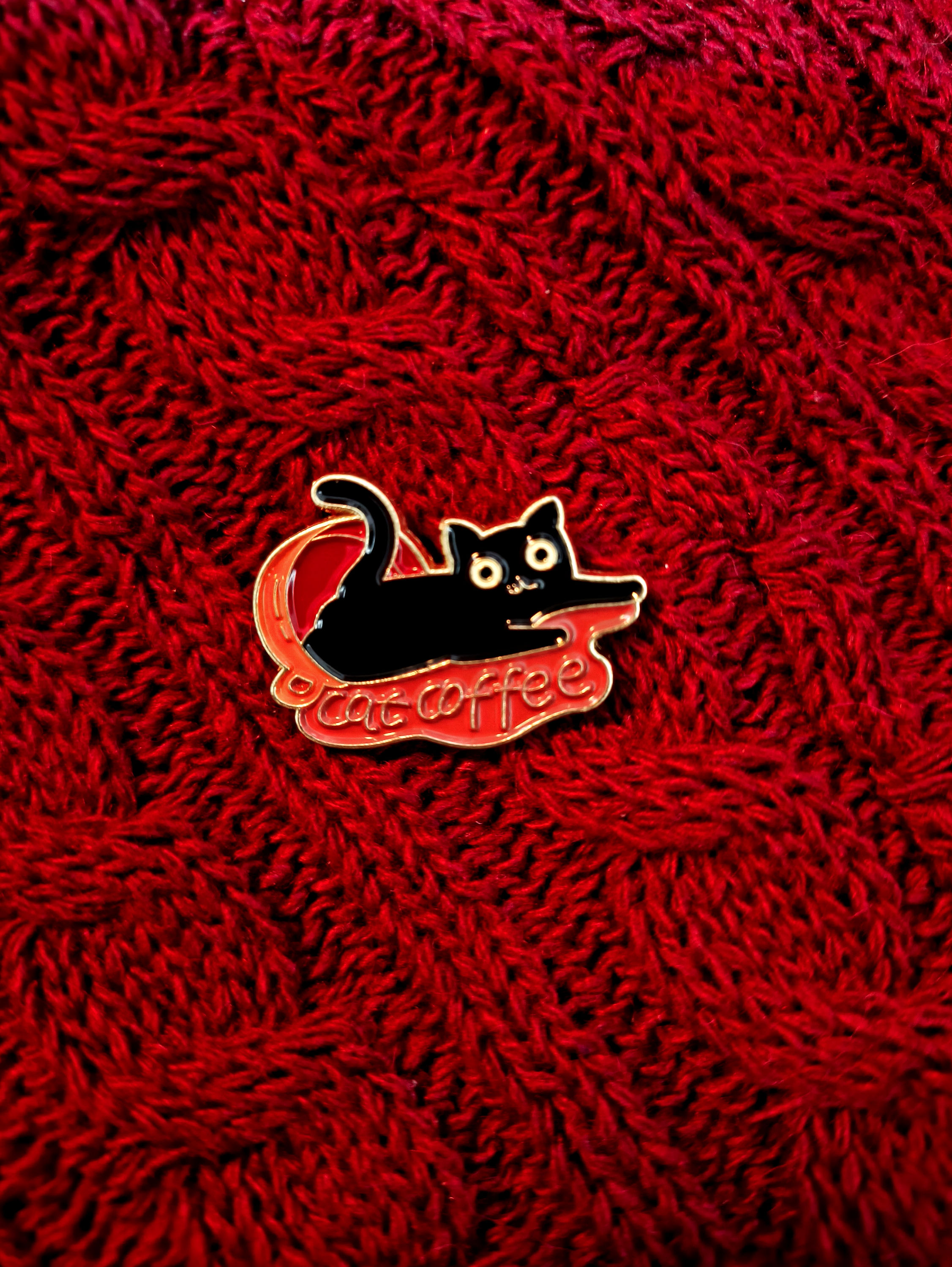 Pin Metálico Esmaltado - Enamel - Gatinho Café