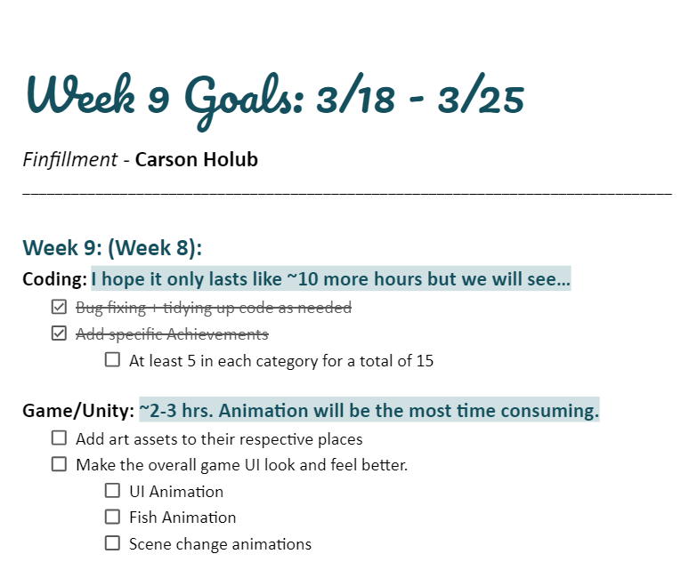 Progress Week 10: 3/18 - 4/1