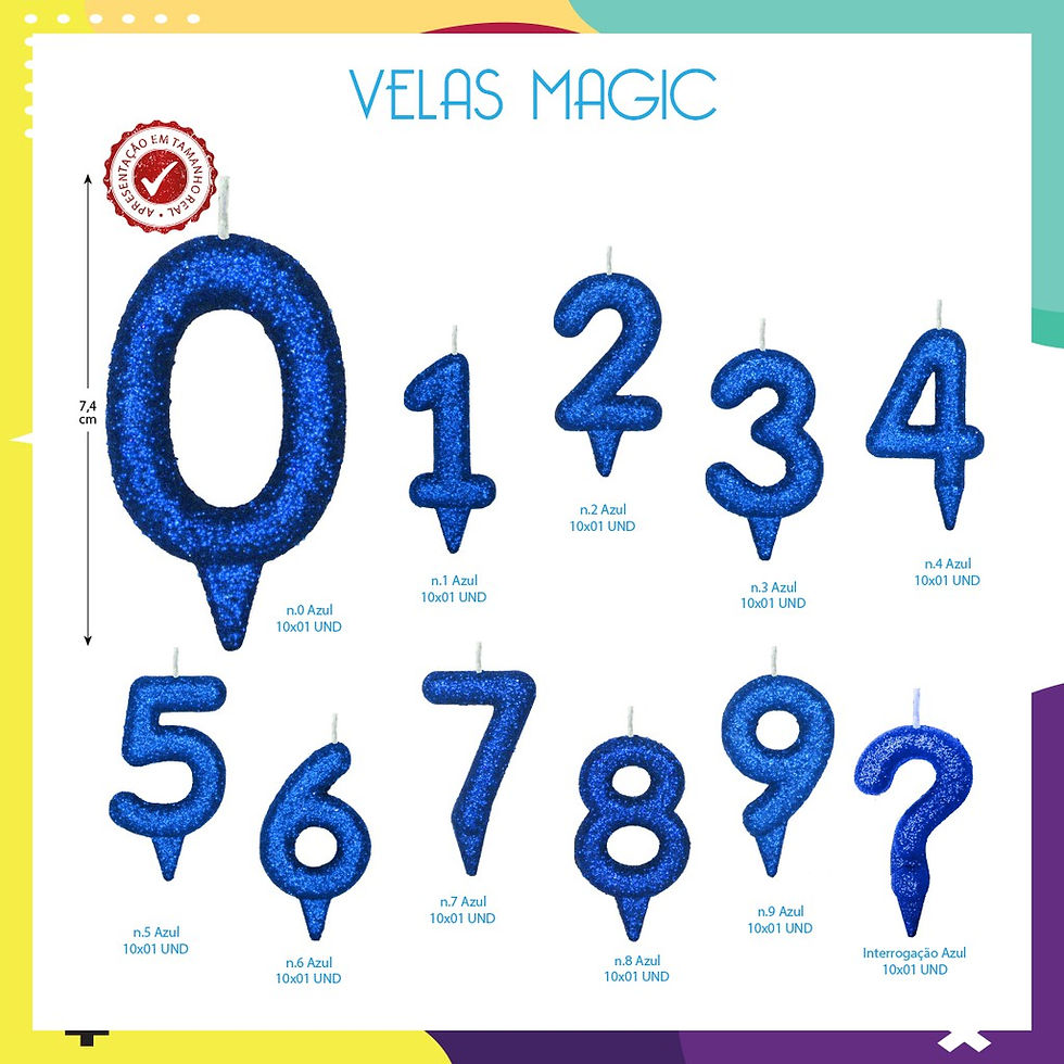 Miniatura: Artimagem Vela de Aniversário Magic de 0 ao 9 + ?