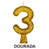 Miniatura: Vela de Aniversário Tubular Premium Glitter - Artimagem Dourada