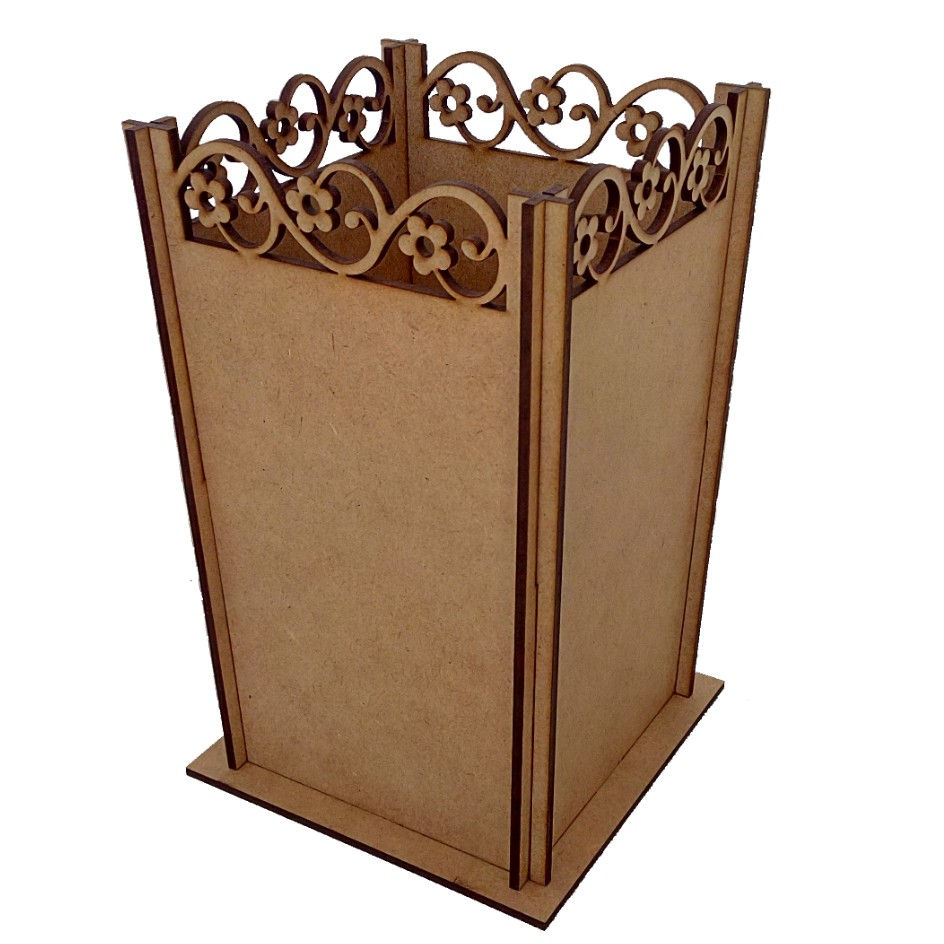 Cachepô em MDF - 1 unidade - Tamanhos: 12x12x19,5cm e 12x12x12,5cm