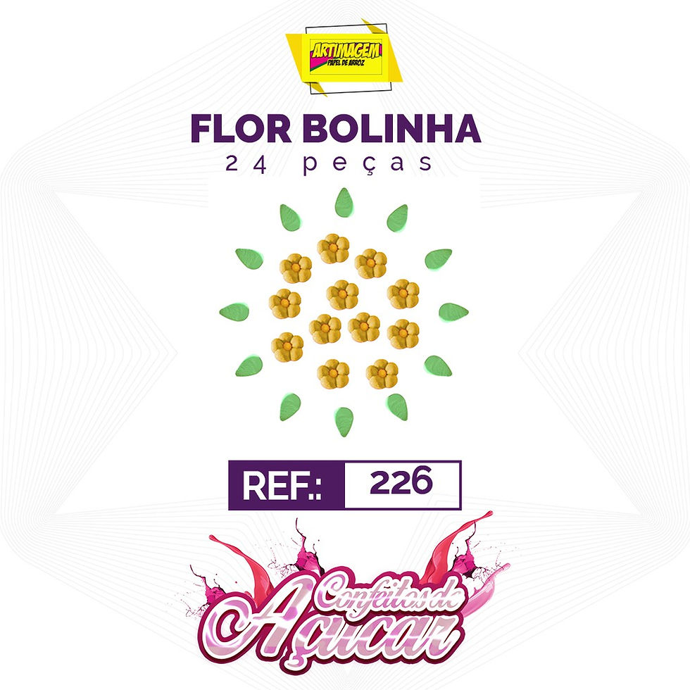 Miniatura: Artimagem Confeito de açúcar 100% comestível, Artesanal - Tema: Flor Bolinha