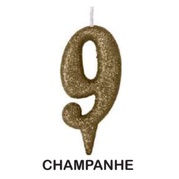 Miniatura: Artimagem Vela de Aniversário Styllo Premium de 0 ao 9 + ? - Dourada