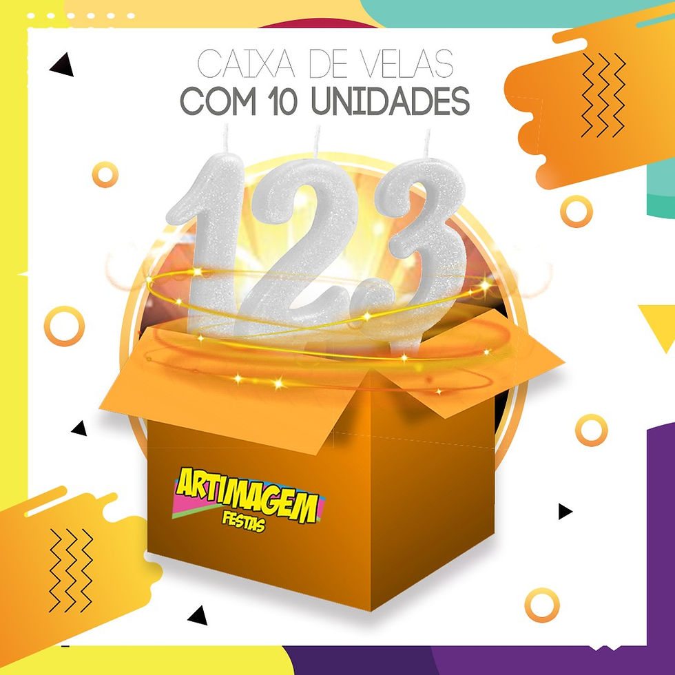 Miniatura: Artimagem Vela de Aniversário Estilo de 0 ao 9 + ? - Branca