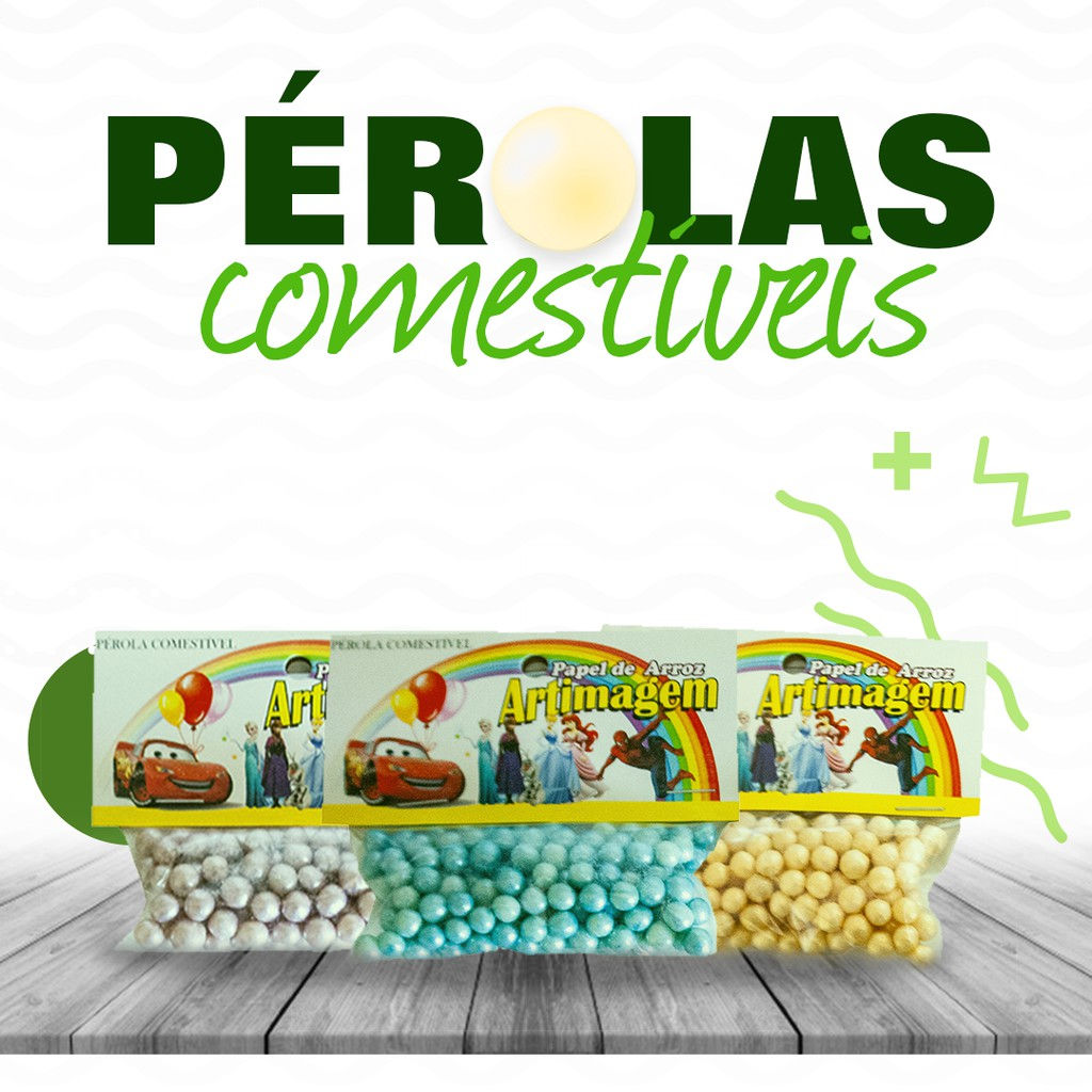 Artimagem Pérola 100% Comestível - Pacote  - Confeitaria - Cupcakes, Bolo, Torta