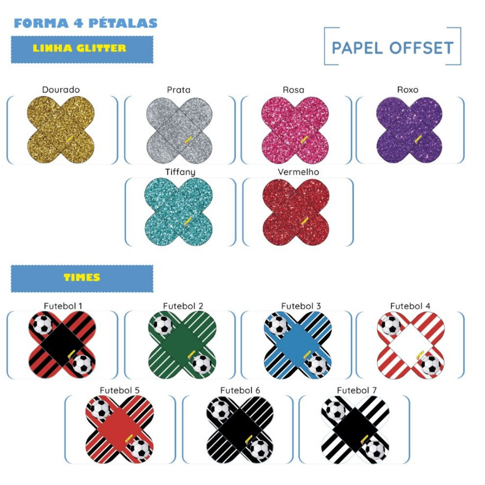 50 Forminhas 4 Pétalas Para Docinho *glitter - Times Futebol*