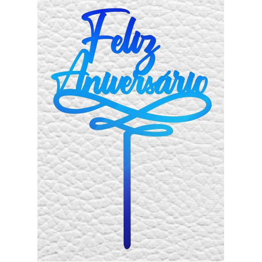 Miniatura: Artimagem Topo De Bolo Em Acrílico Espelhado - Feliz Aniversário