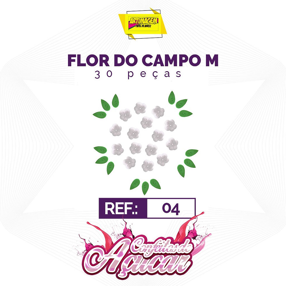 Miniatura: Artimagem Confeito de açúcar 100% comestível, Artesanal - Tema: Flor do Campo