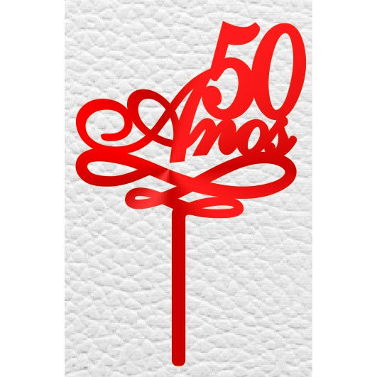 Miniatura: Artimagem Topo De Bolo Em Acrílico Espelhado - 50 Anos