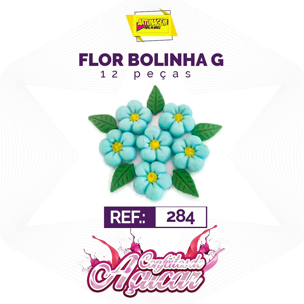 Miniatura: Artimagem Confeito de açúcar 100% comestível, Artesanal - Tema: Flor Bolinha