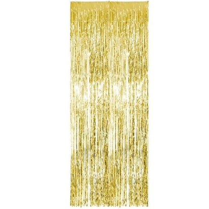 Miniatura: Artimagem Cortina Metalizada Franja Metálica Para Decoração De Festa 2x1M