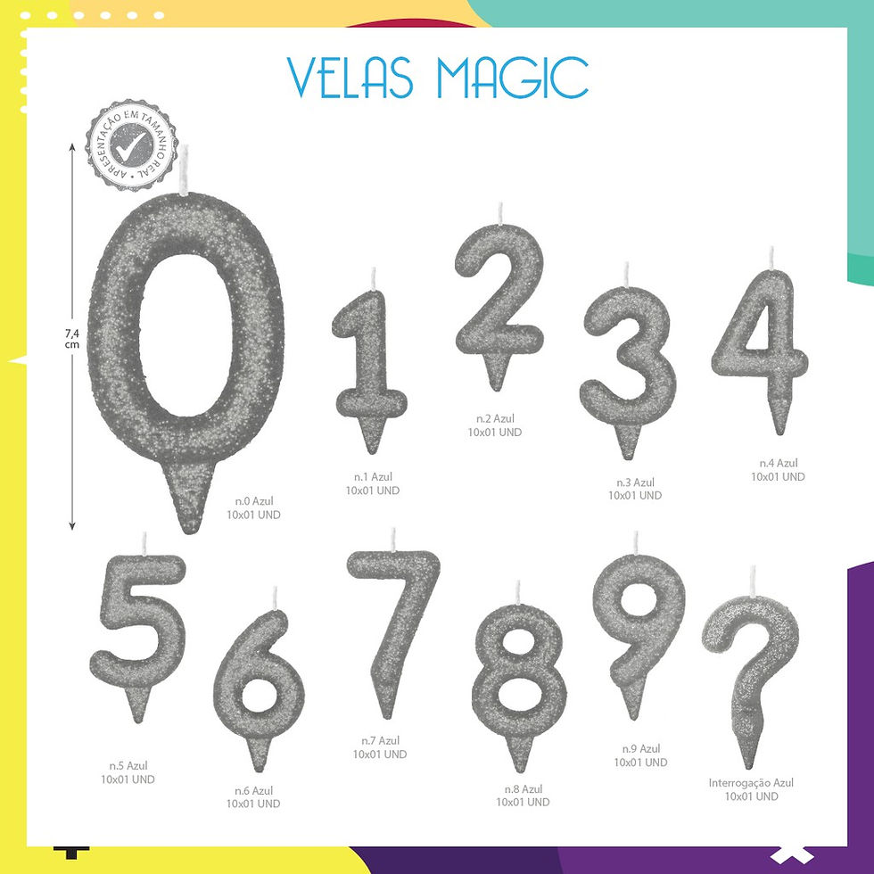 Miniatura: Artimagem Vela de Aniversário Magic de 0 ao 9 + ?