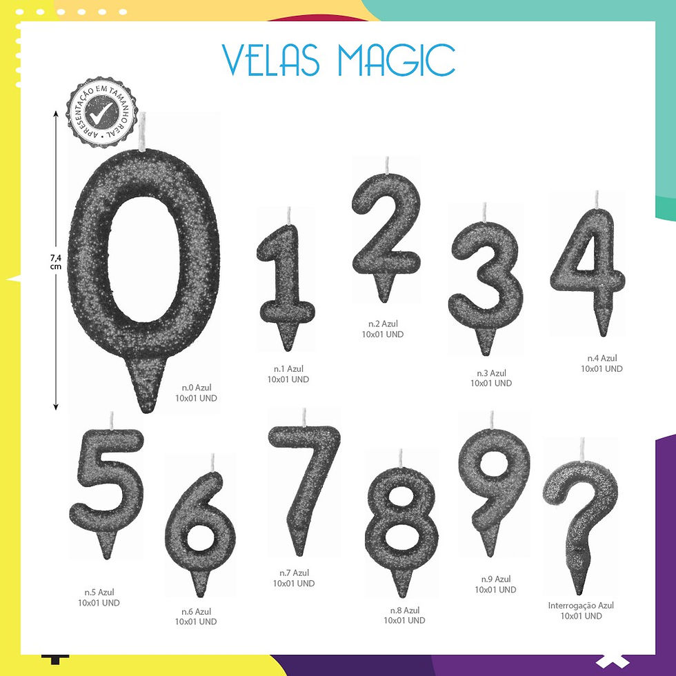Miniatura: Artimagem Vela de Aniversário Magic de 0 ao 9 + ?