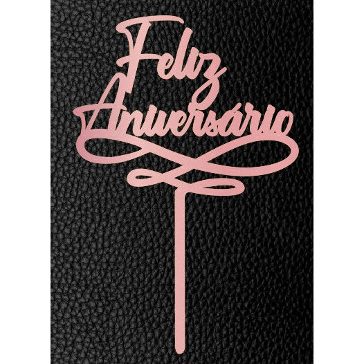 Miniatura: Artimagem Topo De Bolo Em Acrílico Espelhado - Feliz Aniversário