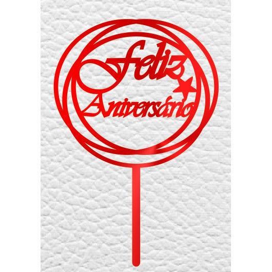 Miniatura: Artimagem Topo De Bolo Em Acrílico Espelhado - Feliz Aniversário