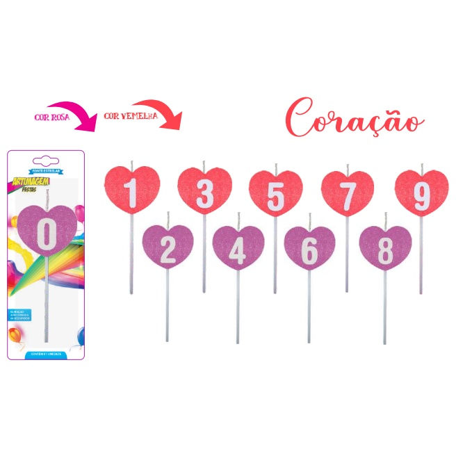 Miniatura: Velas De Aniversário Coração Rosa Artimagem