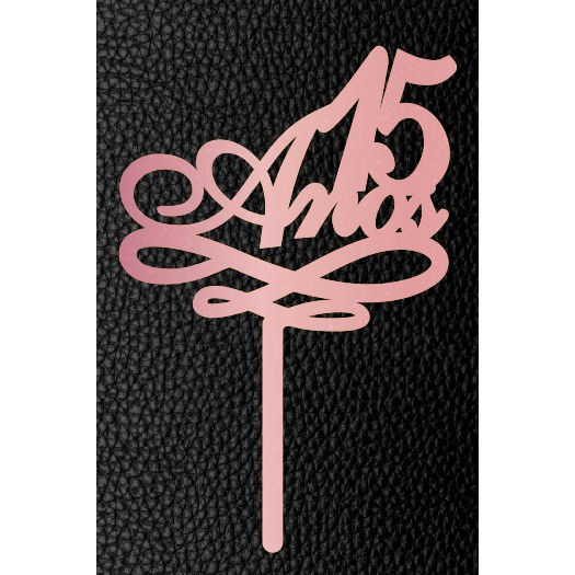 Miniatura: Artimagem Topo De Bolo Em Acrílico Espelhado - 15 Anos