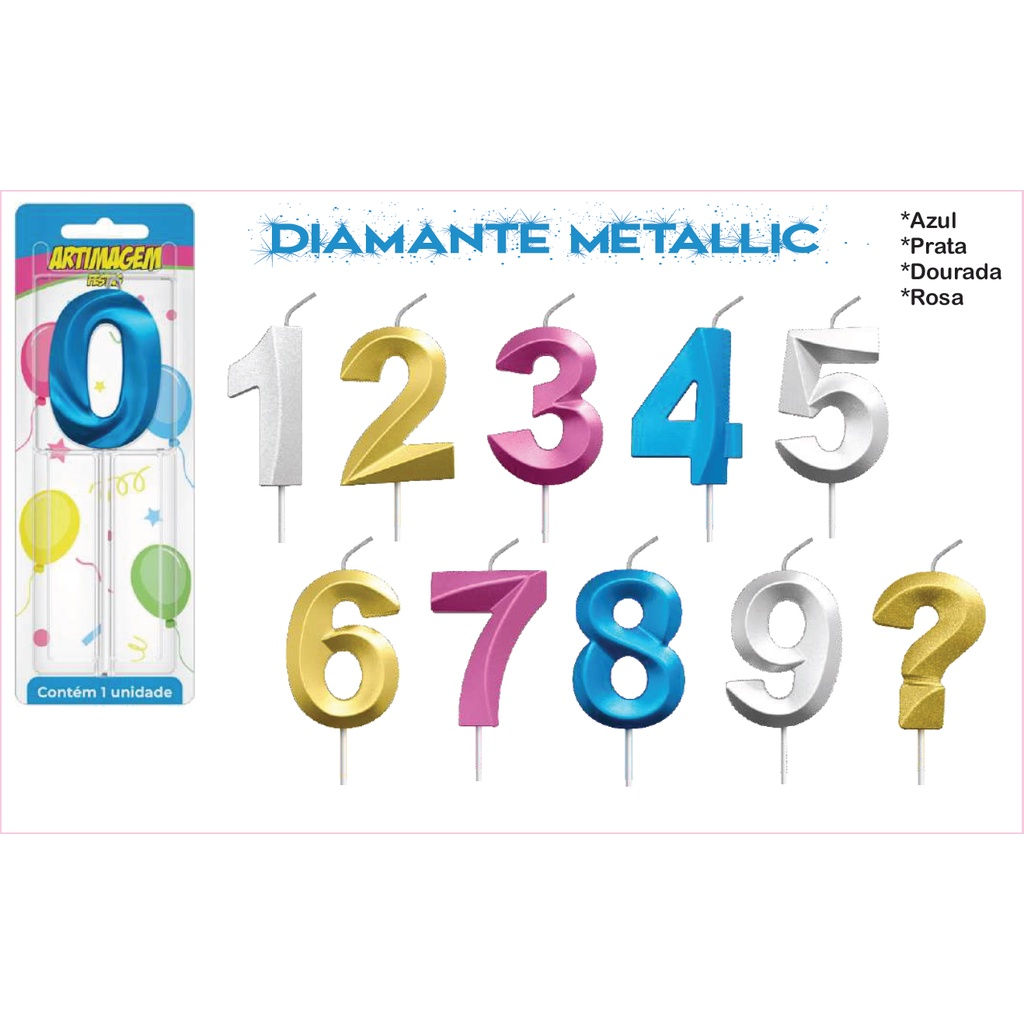 Vela de Aniversário Diamante Metallic  Artimagem