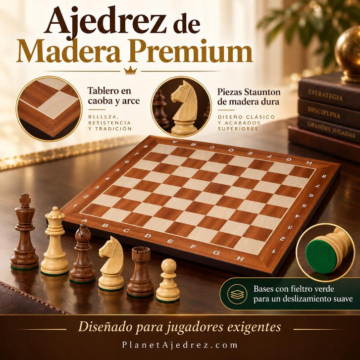 Ajedrez de madera premium diseñado para jugadores exigentes.