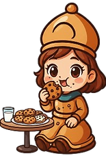 Alfina comiendo cookies