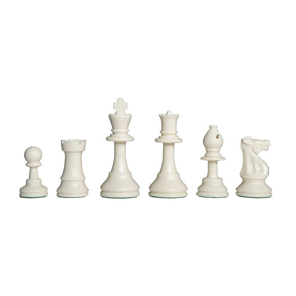 Miniatura: Piezas blancas de ajedrez macizas para torneos oficiales.