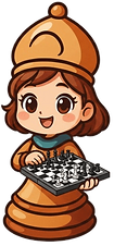 Alfina con un juego de ajedrez en las manos