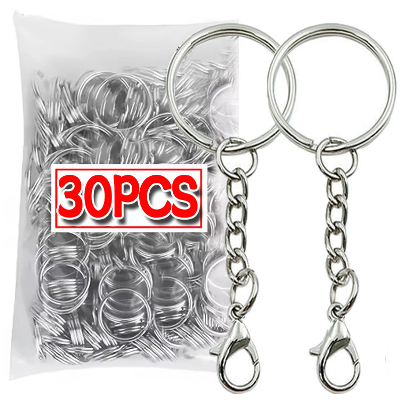 Miniatura: Diameter 25mm Keyrings with Chains Lobster Clasps for DIY Jewelry Making Keychai