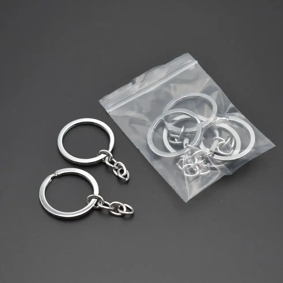 Thumbnail: 50/500pcs Silver Plated Metal Blank Keyring Keychain Split Key Rings with Chain 